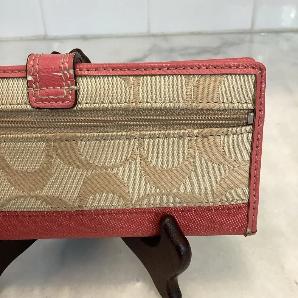 Coach Wallet Canvas Jacquard Signature Logo Slim Snap Wallet
